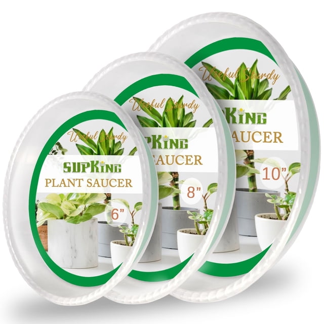 Juego de 9 Platillos Transparentes de Plástico para Macetas SupKing