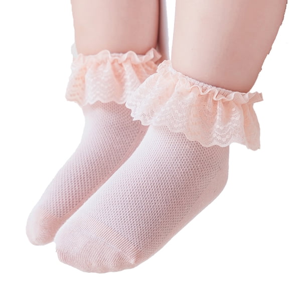 LYMAYTER 6 Pack ‌Toddler Socks Baby Girl Frilly Dress Sock for 0-12Y Kids Short Cylinder Tutu Socks