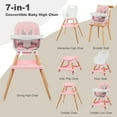 thumbnail image 3 of AILEEKISS 7 in 1 Wooden Baby High Chair for Toddler, Infant Feeding Chair with Removable Tray, Pink, 3 of 10