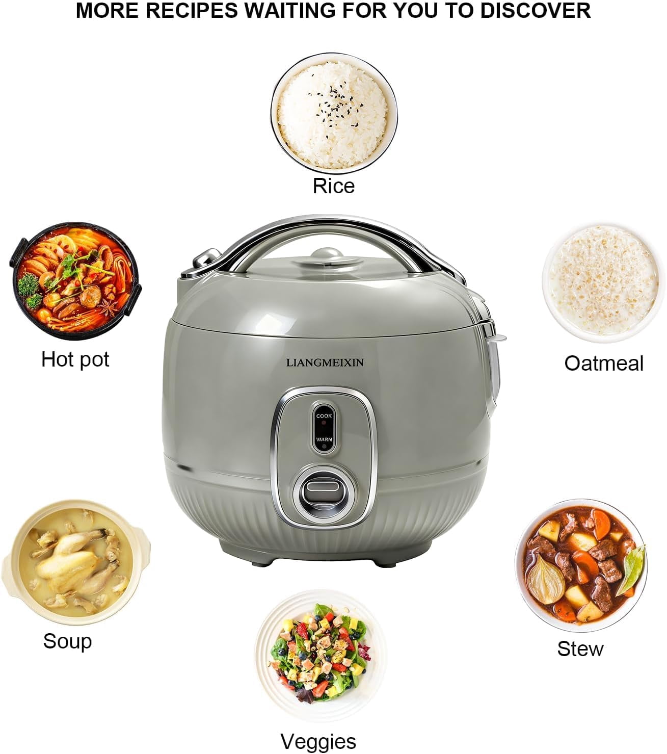 Small Rice Cooker 4-Cup Uncooked 2 Quart Non-Stick  Steamer Auto  Warm  Green for 1-3 People