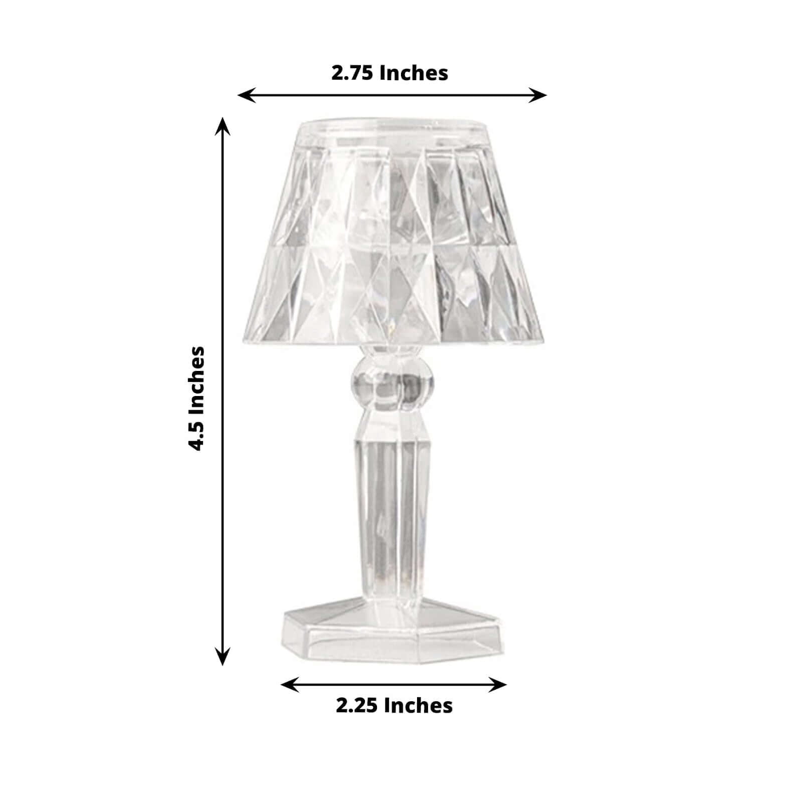 Efavormart 6 Pack | 4.5" Warm White Clear Crystal Mini Acrylic LED Desk Lamps, Decorative Accent Night Lights
