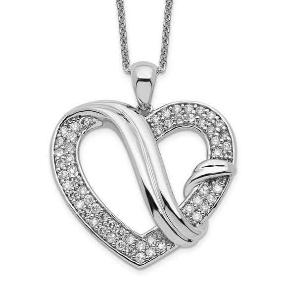 925 Sterling Silver Necklace with Pendants Chain Sentimental Expressions CZ Forever Grateful 18in 18 inch
