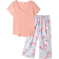 thumbnail image 1 of Women's Capri Pajama Sets Plus Size Sleepwear 2 Piece Ladies Sleep Set,Pink, 1 of 5