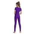 thumbnail image 2 of inhzoy Kids Girls Gymnastics Dance Bodysuit Full Body Unitards Short Sleeve Catsuit Tumbling Outfit Zipper Workout Purple 8, 2 of 5