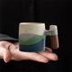 thumbnail image 5 of Rough Pottery Mini Cute Small Tea Cup Wooden Grip Handle Coffee Cup Exquisite Fresh Small Cup And Sea Theme Gradient Wooden Handle Mug, 5 of 6