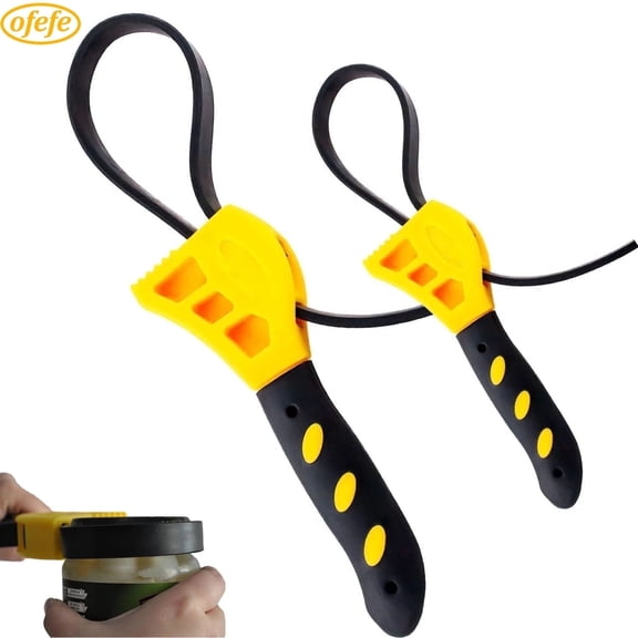 OFEFE Oil Filter Wrench Adjustable Set - 2pcs, Plumbing Wrench for Tight Spaces Use as Jar Opener,Rubber Strap Used by Mechanics,Plumber Tools