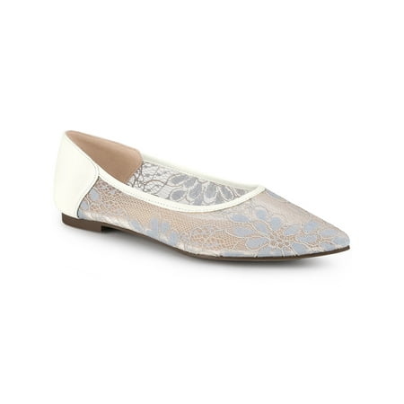 

Unique Bargains Women s Floral Mesh Pointed Toe Slip-On Ballet Flats