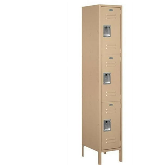 Salsbury  15 in. x 6 ft. x 18 in. 1 Wide Triple Tier Standard Metal Locker - Tan - Assembled