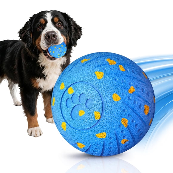 Pelota interactiva para perros Affiuya con rebote automático, resistente a mordidas, azul