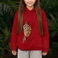 thumbnail image 3 of shoper Girl's Hoodie with Cat Pocket, Funny Hoodies Pouch Hoodie for Kid Kangaroo Pocket Dog Pouch Sweatshirts Breathable Pet Carry Bag Pullover Animal Holder Long Sleeve Tops Red, 3 of 6