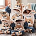 thumbnail image 2 of Conjuntos de Pijamas gruesos para padres e hijos, ropa de dormir de Anime para hombres y mujeres, ropa de dormir de dibujos animados de gato, trajes coreanos con capucha para invierno, 2 of 4