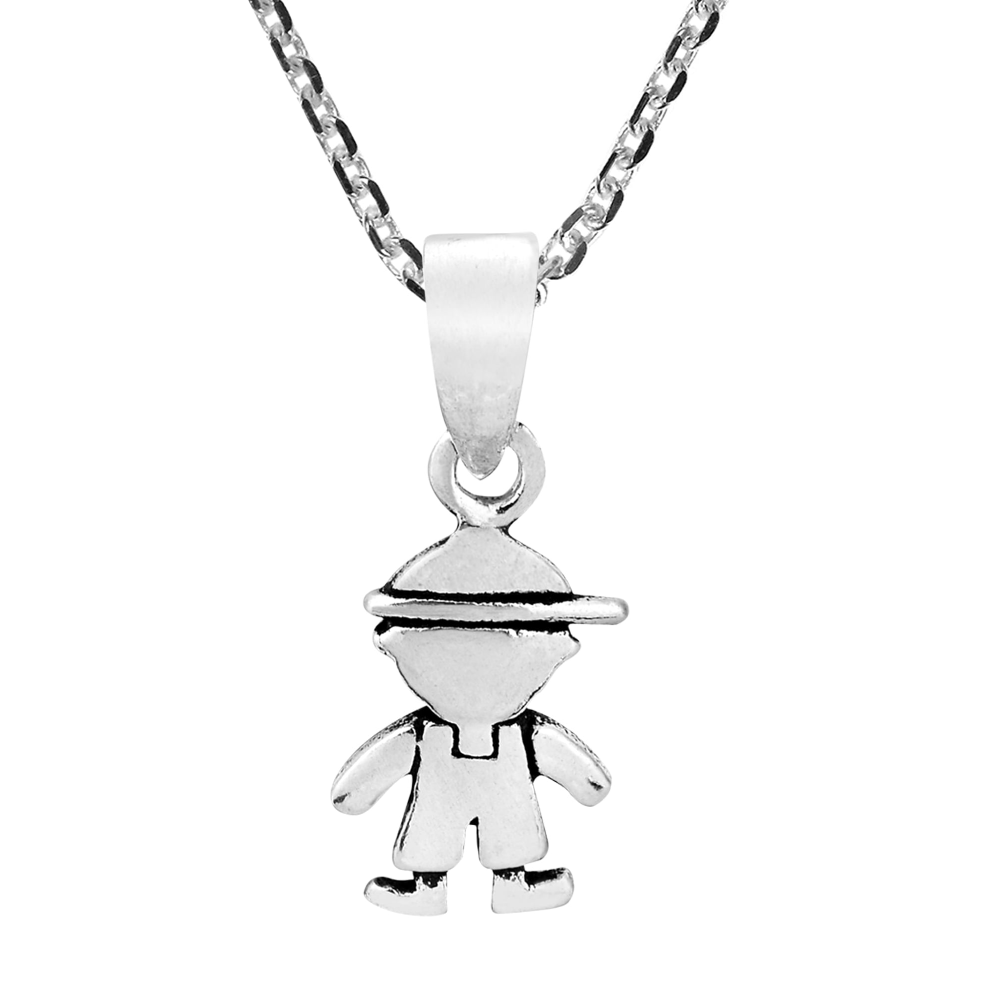 AeraVida Fun and Stylish Capped Little Boy Sterling Silver Necklace for