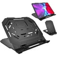 thumbnail image 1 of CPDD Support pour Tablette de Dessin, Support de Levage pour Ordinateur Portable, Support de Bureau Pliable pour Tablette à 10 Angles Réglables avec Support de Téléphone Cellulaire Intégré, Compatible avec MacBook Pro 2021 14 Pouces/16 Pouces, iPad 9, iPad Mini 6, Noir - -, 1 of 7