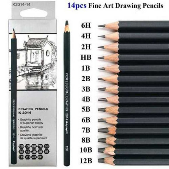 MINGYG 14 * Croquis Crayon Dessin 6H-12B Art Outil Kit Non Toxique pour les Artistes Étudiants Nouveau
