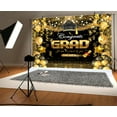 thumbnail image 3 of 8 x 6 ft Congrats Graduation Backdrop Black Gold Glitter Balloons Celebrating Class of 2025 Party Background Graduate Party Ceremony Portrait Deocrations Props Banner, 3 of 5