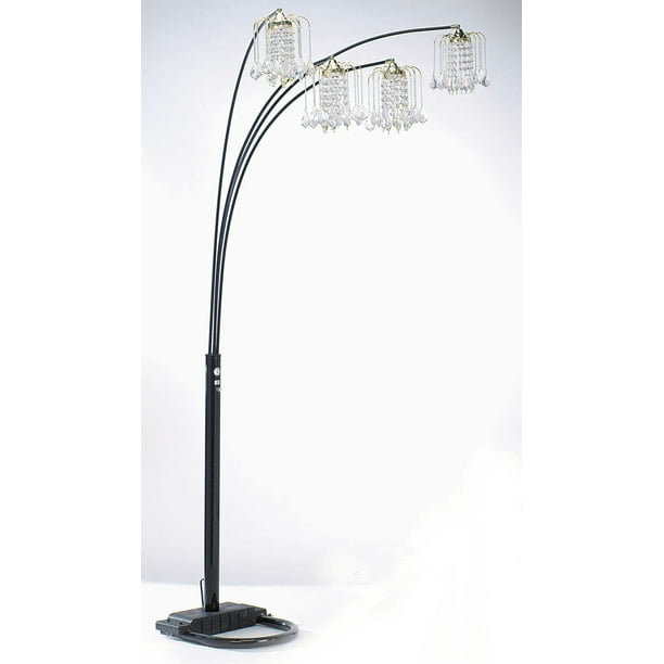 Chandelier Floor Lamp In Black Crystalline By Acme Com Chandelier Floor Lamp In Black, Chandelier Floor Lamp Black