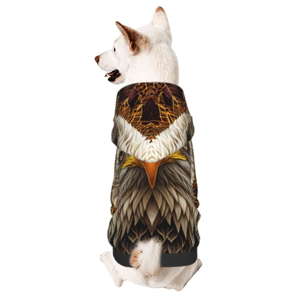 Balery Vintage Pattern Bald Eagle Sudadera con Capucha para Perros Pequeños – Ropa para Mascotas, Disfraz para Perros y Gatos, Ideal para Fiestas y Cosplay-XX-Large