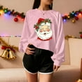 thumbnail image 3 of Guzom Womens Santa Claus Graphic Crop Top Sweatshirt - Pink, Long Sleeve Crew Neck, 100% Polyester Relaxed Fit, Festive Christmas Style, S-XXL,Size M, 3 of 5