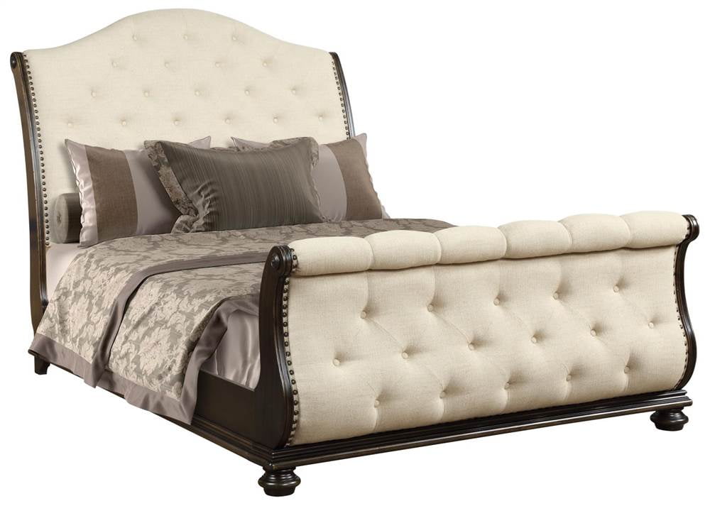 Sleigh Bed in Espresso and Oak Finish (Queen 103 in. L x 66 in. W x 64