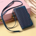 thumbnail image 2 of Compatible for Samsung Galaxy A12 5G Zipper Wallet Case, Shoulder Strap Wrist Strap Handbag Soft Silicone Shockproof Flip Case with Kickstand Magnetic Card Slots Lattice Texture Crossbody Cover,Blue, 2 of 11