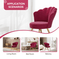 thumbnail image 2 of Hawsaiy Modern Velvet Accent Chair Set of 2 with Gold Metal Legs,Upholstered Vanity Chair for Bedroom, Makeup Room, or Living Room，Rose Red, 2 of 9