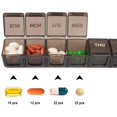 thumbnail image 2 of Paquete de 2 organizadores semanales grandes de pastillas – Planificador de vitaminas de 7 días y caja de medicamentos con compartimentos grandes – Sin BPA (negro + blanco), 2 of 5