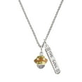 thumbnail image 1 of Delight Jewelry Goldtone Tan Center with Clear Crystals Spinner Silvertone Hope Anchors the Soul Bar Charm Necklace, 23", 1 of 4