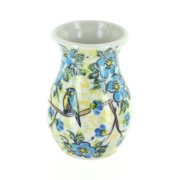 Blue Rose Polish Pottery Indoor Tabletop Bluebird Garden Vase