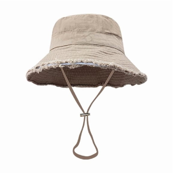 Yokua Summer Fisherman Hat for Women Outdoor Bucket Hat Frayed Edge Wide Brim Cap