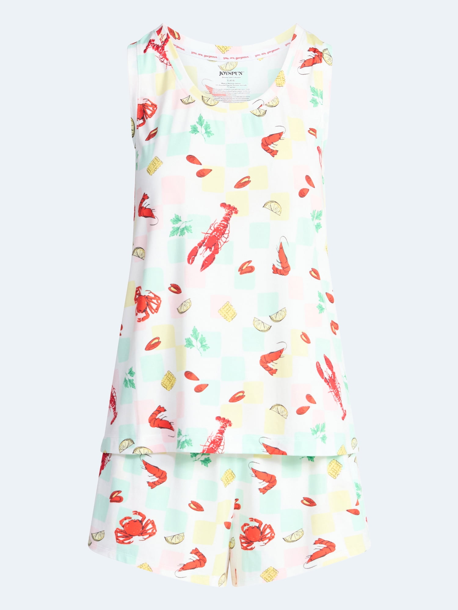 Joyspun Women's Tank Top and Shorts Pajama Set, 2-Piece, Sizes XS-3X