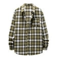 thumbnail image 4 of DDAPJ pyju 2023 Clearance Men's Plaid Flannel Shirts,Open Front Long Sleeve Button Down Shirt Jacket Regular Fit Lapel Collar Business Shirts with Chest Pocket, 4 of 5
