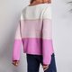 thumbnail image 4 of Suéter de manga larga para mujer, Top con cuello barco a rayas de Color contrastante, Jersey holgado, prendas de punto, color rojo rosa L, 4 of 6