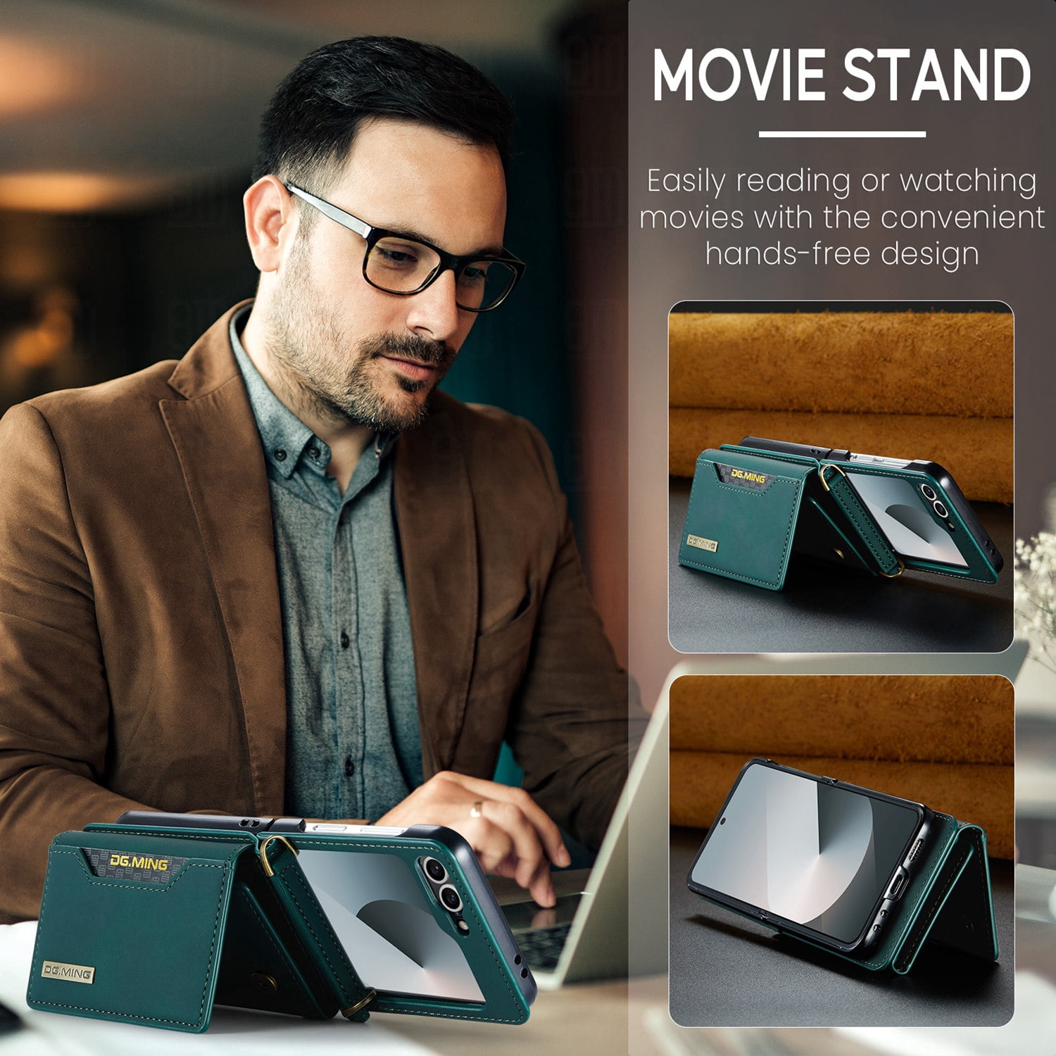 ETFAST Leather Phone Case For Samsung Galaxy Z Flip 6 Wallet Leather Case with Card Holder Leather Phone Case Shockproof Protective Cover