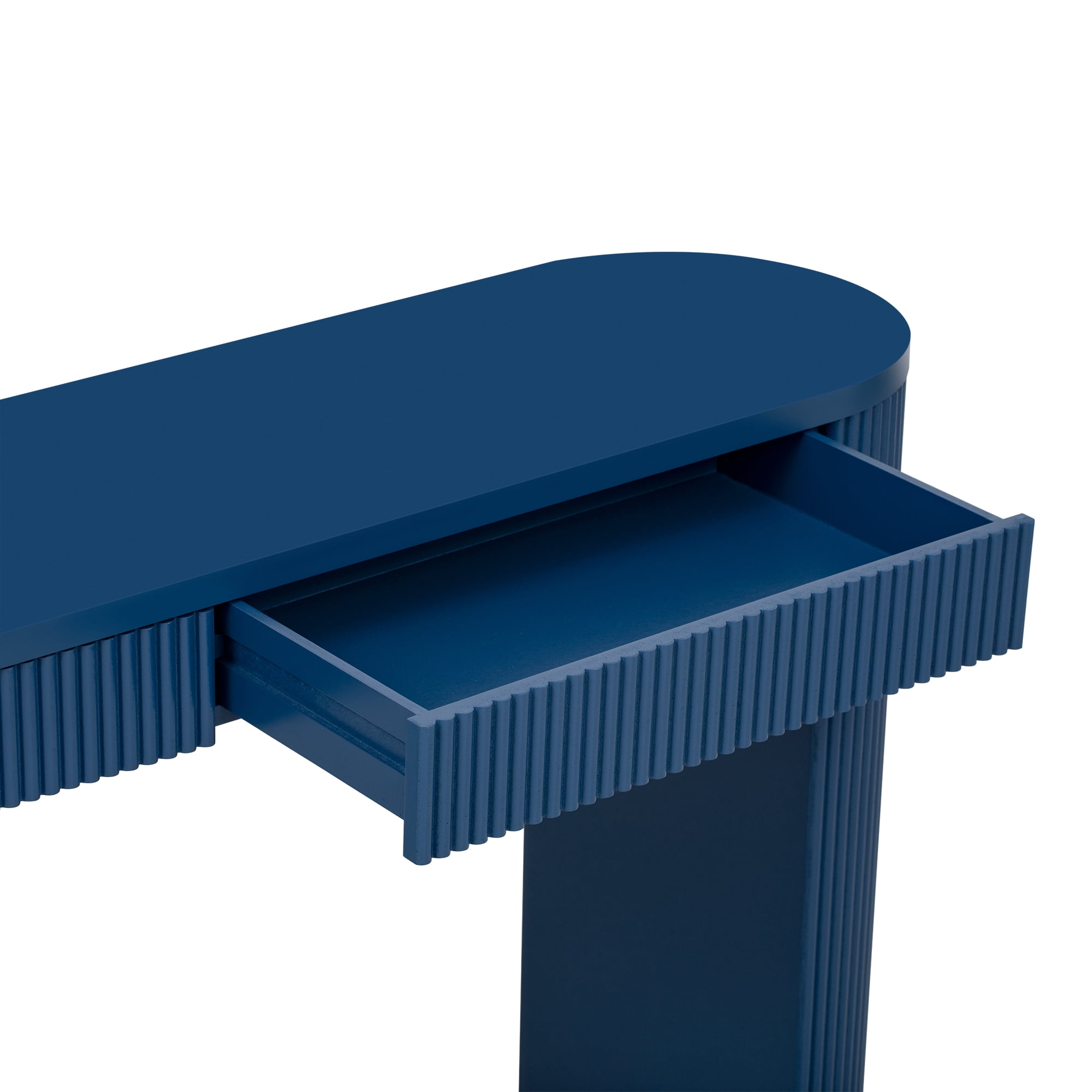 Aukfa Wood Long Console Table with 2 Drawers,Vertical Striped Sofa Table for Entryway/Hallway,Navy Blue