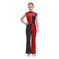 thumbnail image 2 of Yeahdor Robe de Fête de Mariage pour Filles Combinaison à Paillettes Brillantes Sans Manches Bas Évasé Disco Danse Justaucorps Rouge 6, 2 of 6