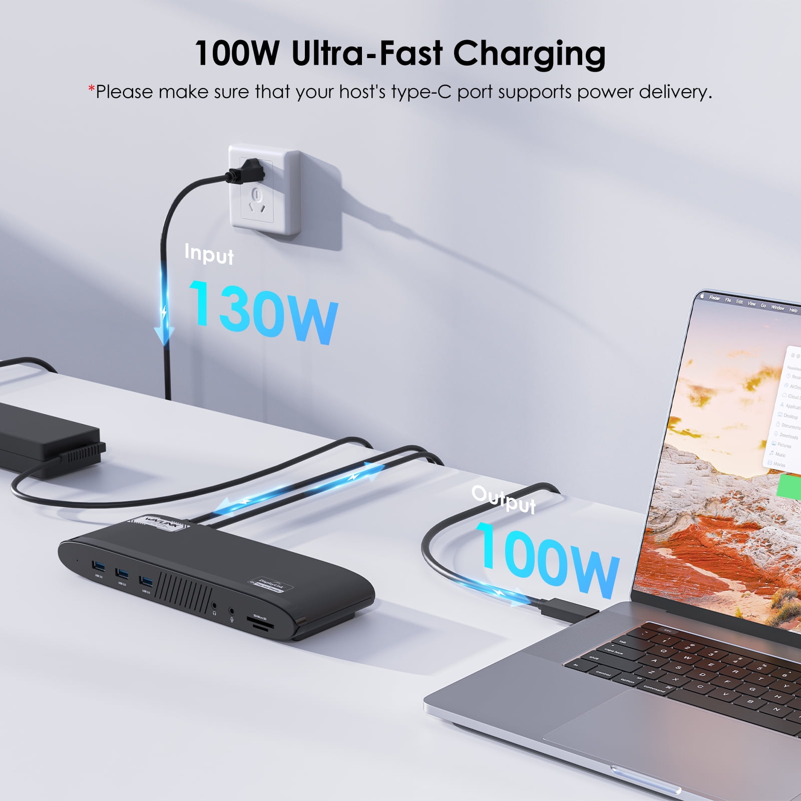 WAVLINK 14-in-1 Dual 5K DisplayLink Docking Station, Laptop USB-C Dock with 100W Charging, 2 DisplayPort & HDMI Ports, 5 USB Ports, Ethernet, SD/TF for New MacBook Neo, Mac & Windows