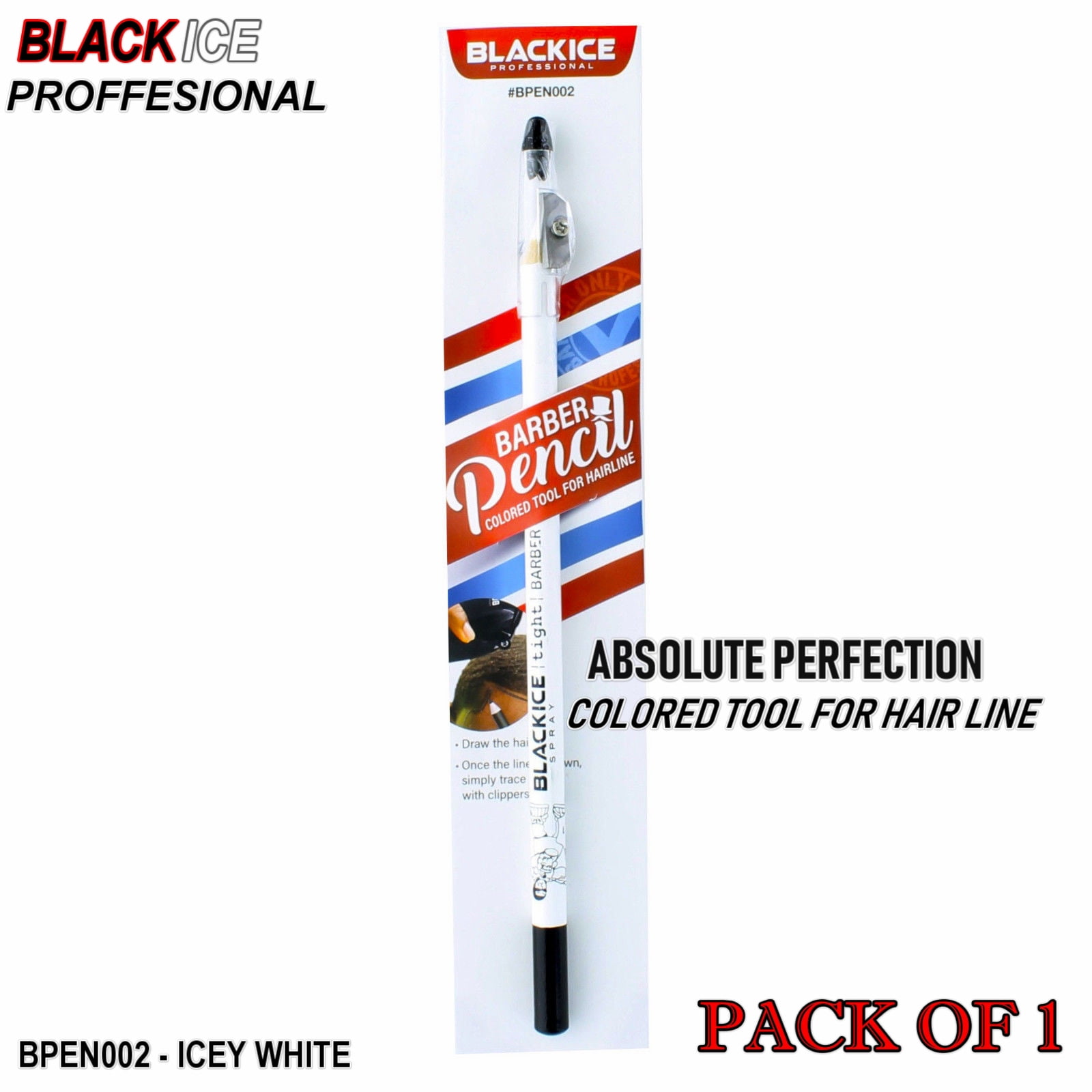 Black Ice Spray Barber Pencil Drawing Tool For Hairline Fade Hair (White) -  