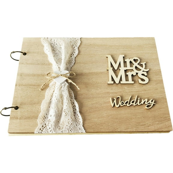 GOOHOCHY Wooden Wedding Guest Book Books for Guests to Sign Alternative