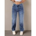 thumbnail image 3 of Women's Loose Straight Leg Jeans Washed Retro Solid Color Denim Pants With Patch Pockets Women's Streetwear With Buttons And Zippers Elegant And Comfortable Suitable For Daily Versatile Wear, 3 of 3