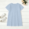 thumbnail image 6 of CCRFTGI Linen Short Sleeve Summer Dress for Child Girls Size 10-12 Casual 2026 A Line Skater Dress Loose Fit Holiday Girls Clothes Fashion Dresses Sky Blue 5-6 Years, 6 of 9
