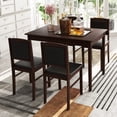 thumbnail image 4 of Costway 5 PCS Dining Table Set for 4 with Rubber Wood Legs Upholstered Seat Padded Backrest Brown, 4 of 10