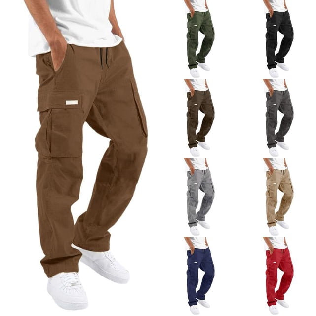 Pantalon Cargo pour Homme en Coton Coupe Décontractée Pantalon de Randonnée Tactique pour Hommes avec Multiples Poches Décontracté Extérieur Travail Jogger Pantalon Cargo