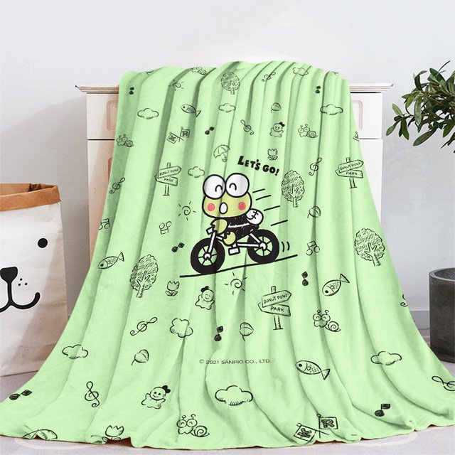 Manta de franela Kawaii Sanrio Keroppi Bad Badtz Maru con bonitos dibujos para niños, manta para siesta para oficina, periféricos de animé, regalo de Festival