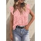 thumbnail image 5 of Blusa PRETTYGARDEN 2025 Mujer Verano Mangas con Volantes y Ojal Rosa Talla L, 5 of 6