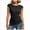 A187-Black, variant on Womens Side Ruched Cap Sleeve Top,Slim Fit Crewneck Tee