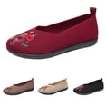 thumbnail image 2 of XIMIN Women's Flats Shoes Traditional Chinese Style Embroidered Comfort Knit Dress Flats Round Toe Ballet Flats with Memory Foam Softable Slip on Casual Outdoor (8, Red), 2 of 6