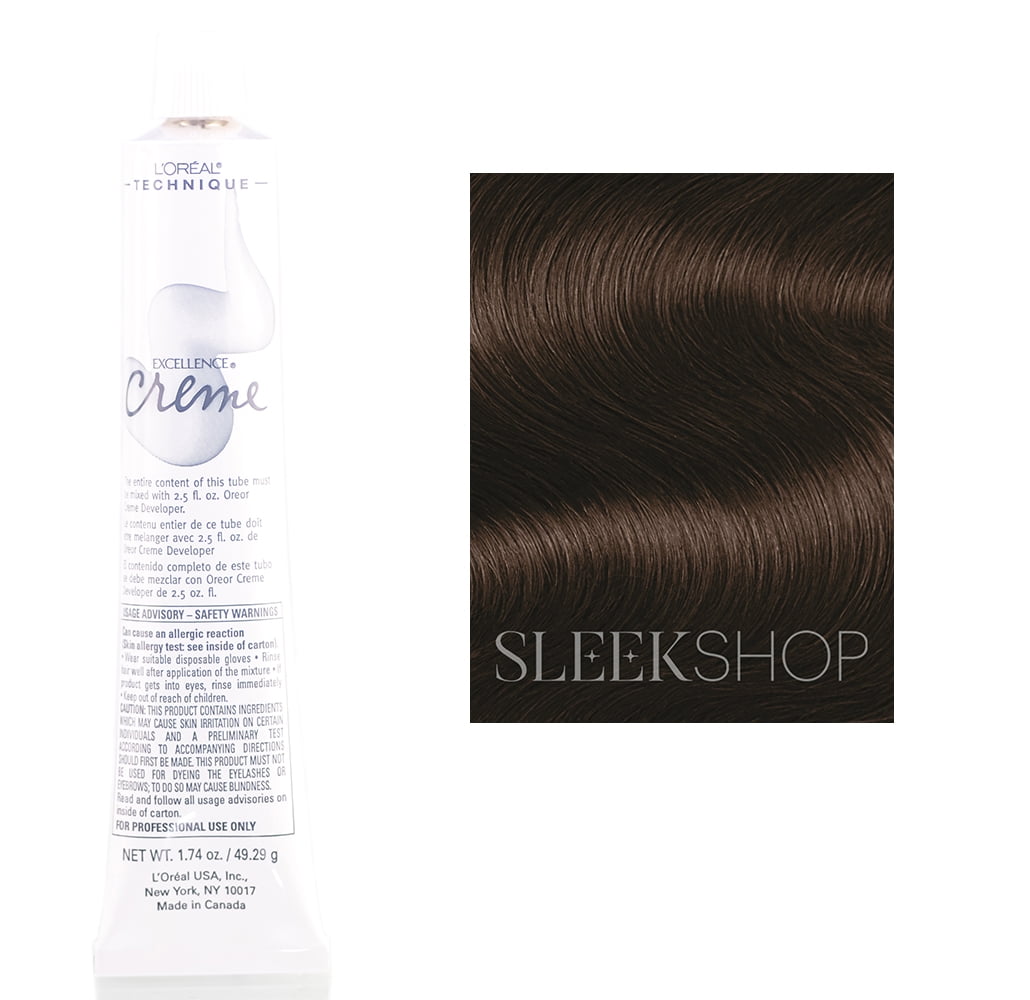 L'Oreal Excellence Creme Gray Coverage Permanent Hair Color, Dark Brown [4] 1.74 oz
