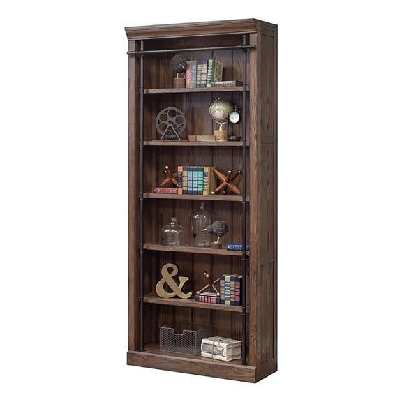Martin Furniture Avondale 5-Shelf Farmhouse Wood Bookcase in Brown