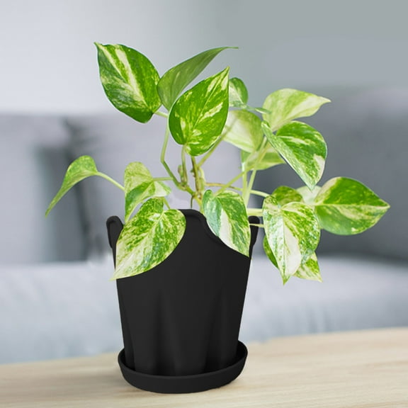 EZPXFCI Flower Pot 4 Inch, Silicone Plant Pot with Bottom Tray Indoor Outdoor Planter Pot for Garden Home Office Garden Decor