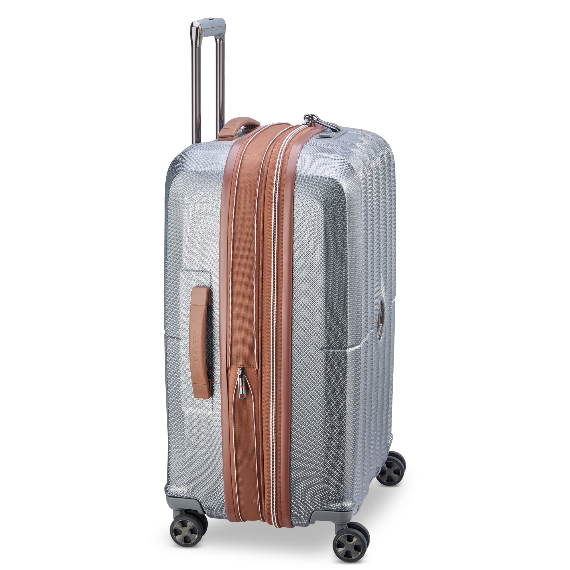DELSEY PARIS Carrousel 24" Medium Checked Hardside Expandable Spinner Luggage, Platinum
